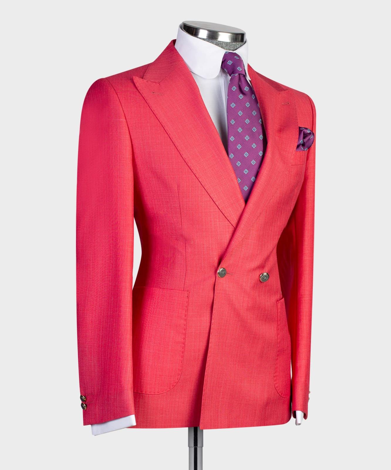 Duncan New Red Double Breasted Peak Lapel Fashionable Prom Men’s Suits