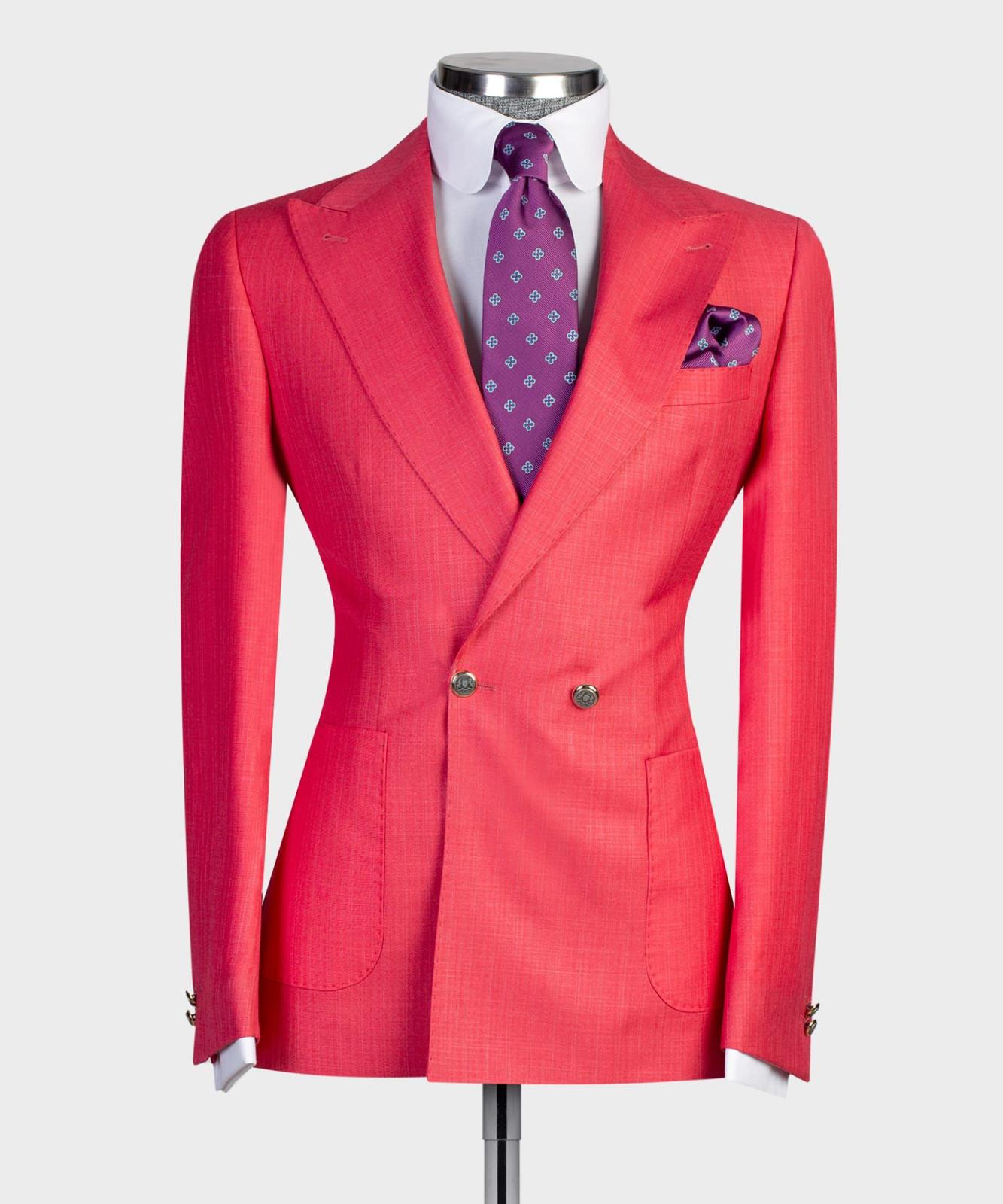 Duncan New Red Double Breasted Peak Lapel Fashionable Prom Men’s Suits