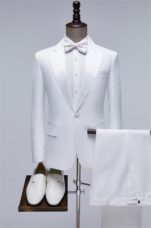 Dwight Chic White Peaked Lapel Two-Piece Prom Attire for Men