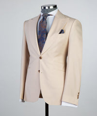 Dwight Stylish Champagne Peaked Lapel Three-Piece Best Fit Men’s Suits