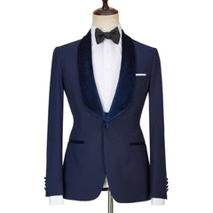 Dylan Latest Navy Blue Best Tailored Three-Piece Sparkling Men’s Suits