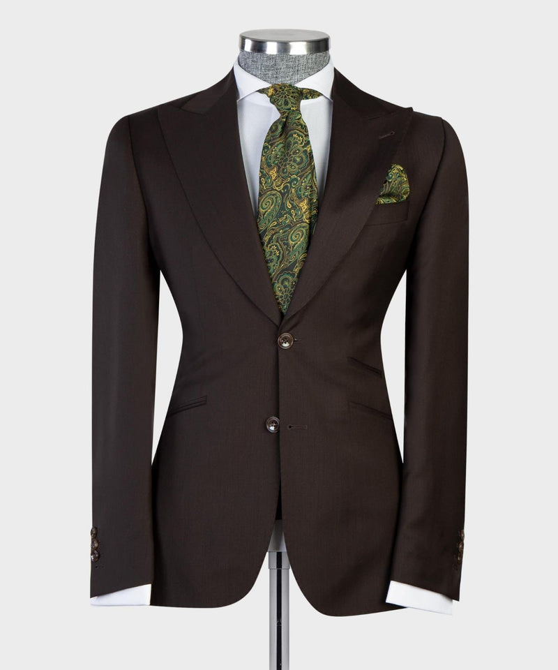 Earl Dark Brown Latest Peaked Lapel Three-Piece Men’s Business Suits