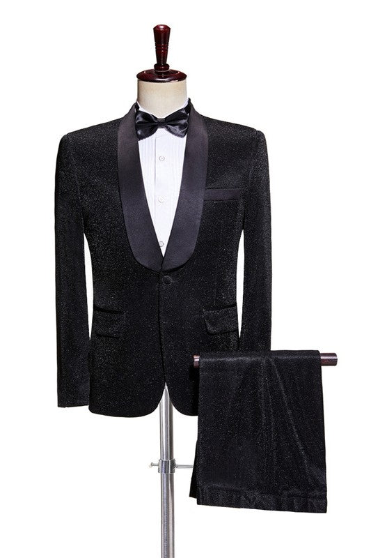 Edmund Formal Black Shawl Collar Two-Piece Groom's Wedding Attire