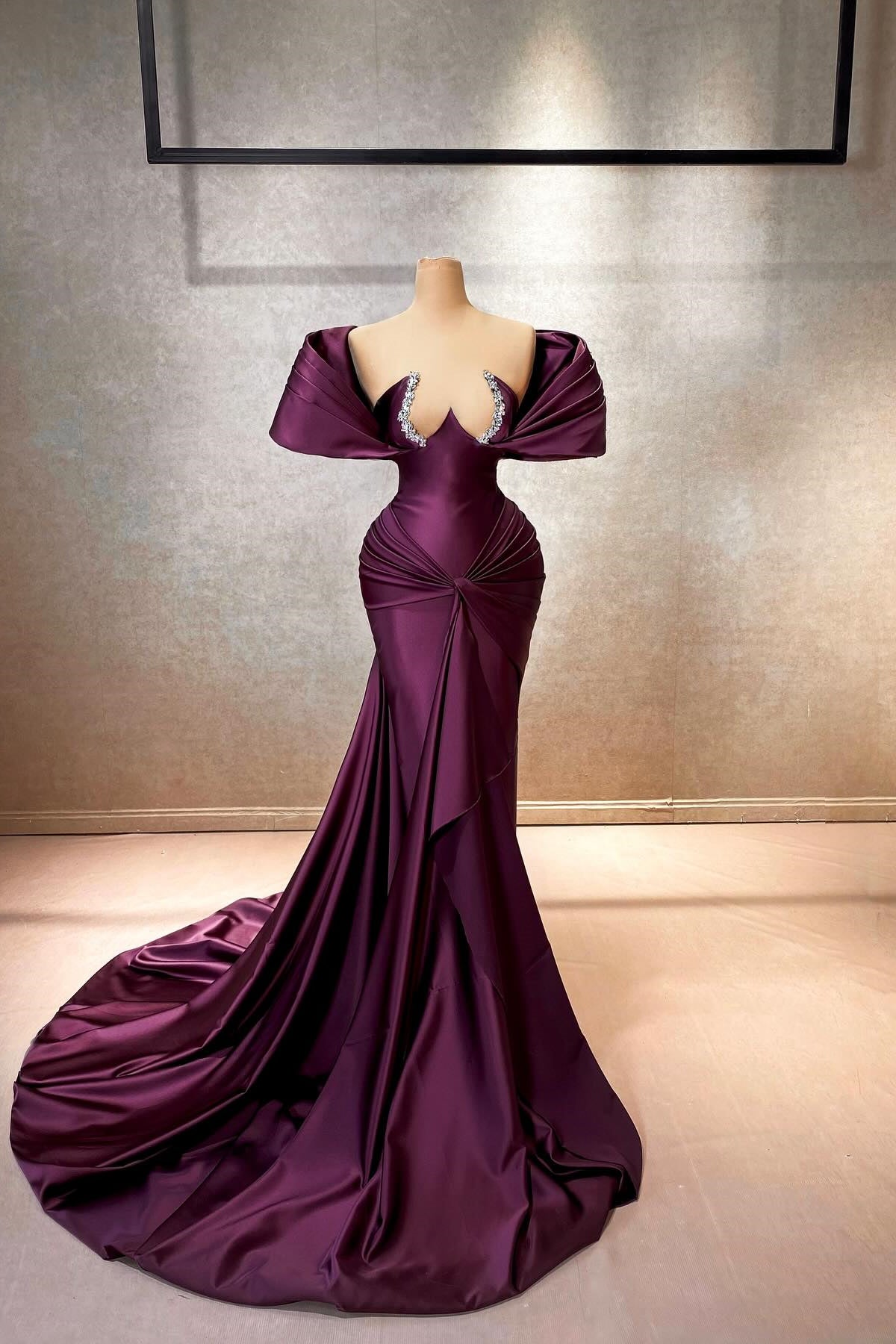 Elegant A-line Cap Sleeve Off-the-shoulder Ruffles Satin Long Prom Dress