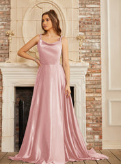 Elegant High Split Shiny Floor-Length Dresses with Spaghetti Straps