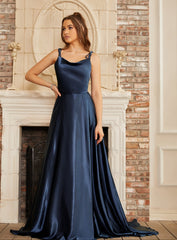 Elegant High Split Shiny Floor-Length Dresses with Spaghetti Straps