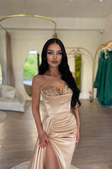 Elegant Pink mermaid sexy high split Prom Dress