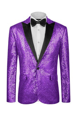 Eli Modern Lavender Peaked Lapel Sequined Prom Suit for Men