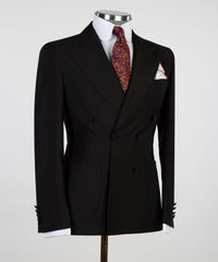 Elmer Black Peak Lapel Double Breasted Business Men’s Suits