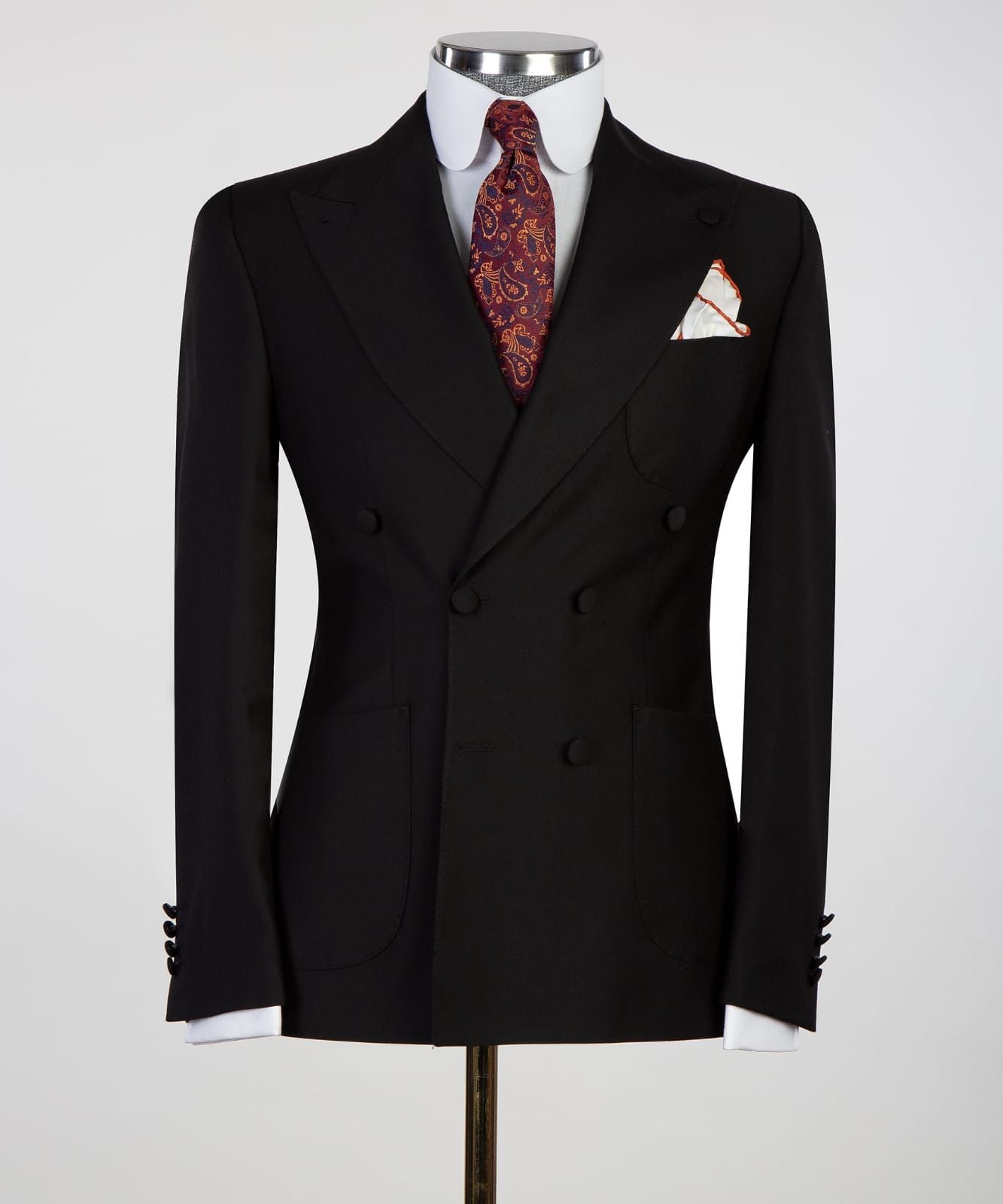 Elmer Black Peak Lapel Double Breasted Business Men’s Suits