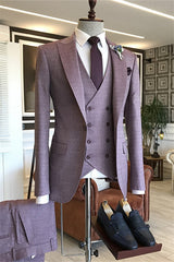 Elmer Light Lavender Peaked Lapel Three Piece Bespoke Prom Ensemble