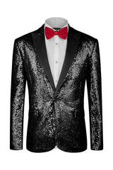 Elroy Fancy Black Sequined Peaked Lapel Two-Piece Prom Suit For Men