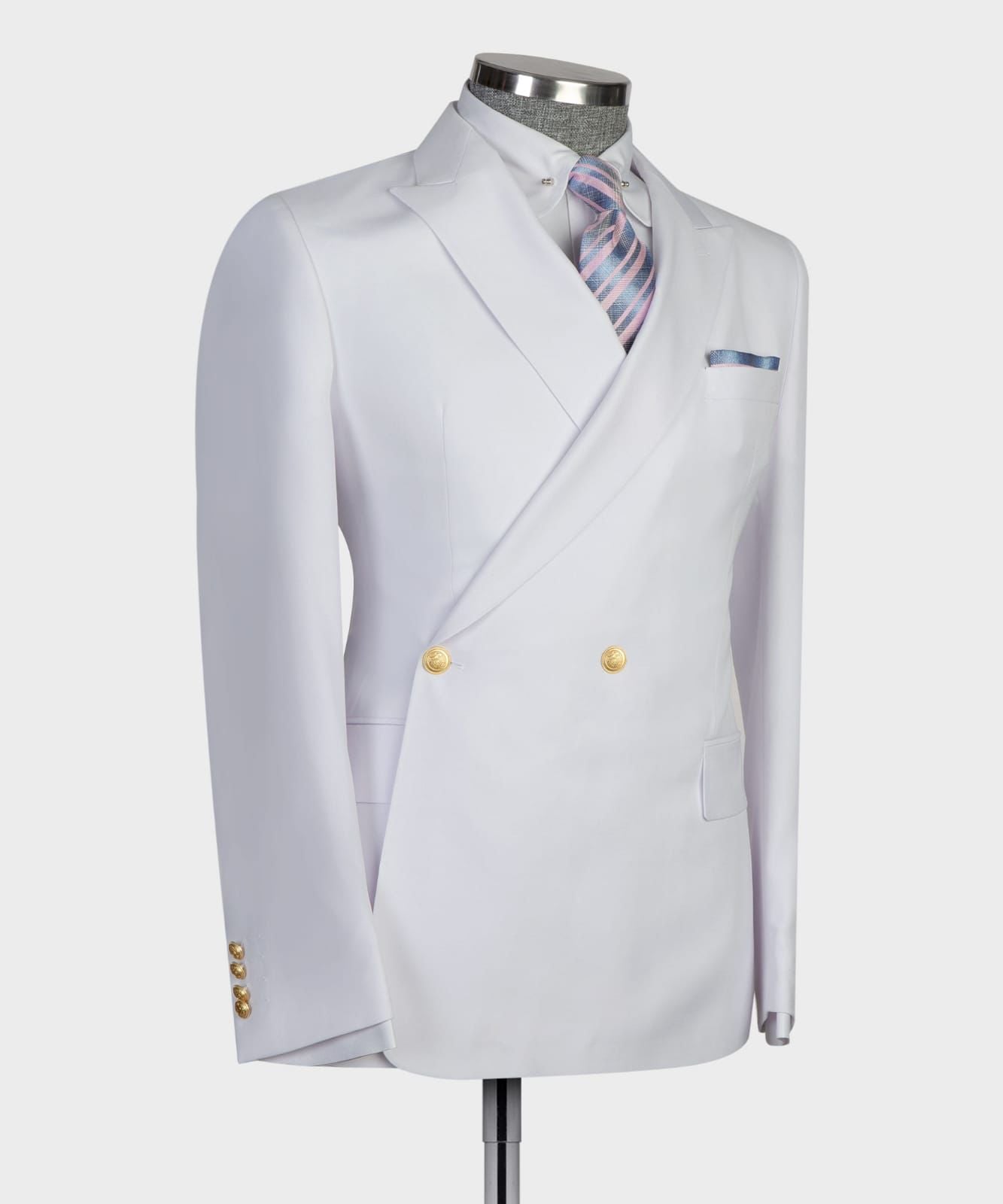 Elroy New Arrival White Double-Breasted Bespoke Slim Fit Prom Suit for Men