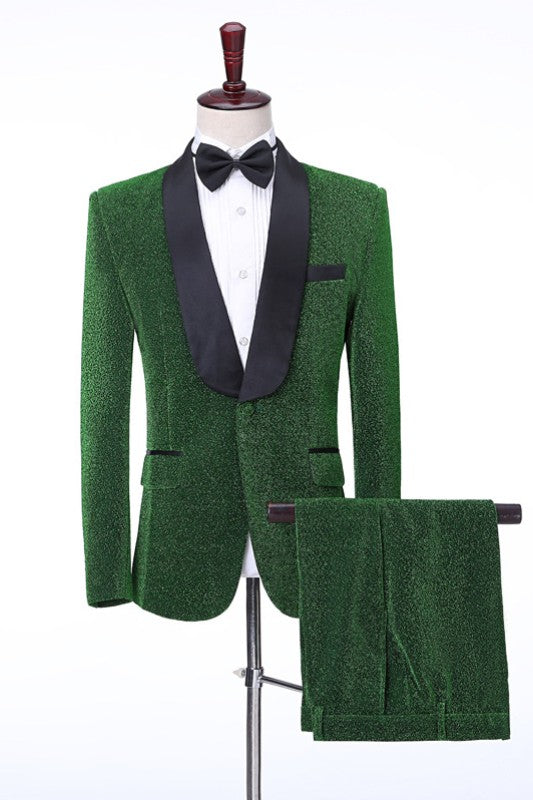 Elton Modern Green Shawl Collar Two-Piece Groom's Wedding Attire