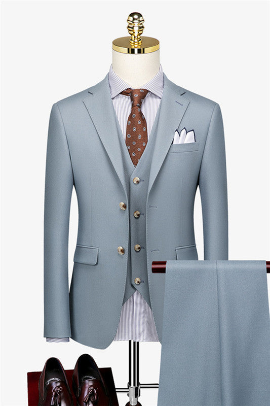 Ethan Classic Blue Bespoke Three-Piece Close-Fit Business Suit