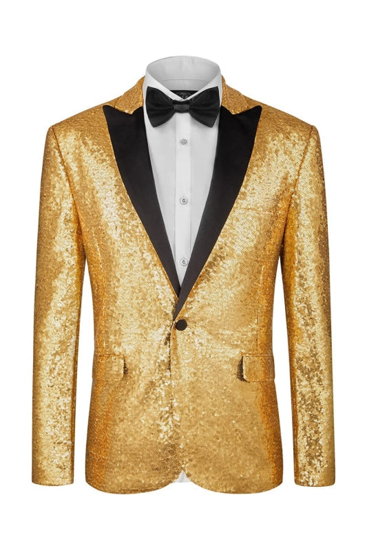 Everley Tailored Golden Sequined Peaked Lapel Prom Suit