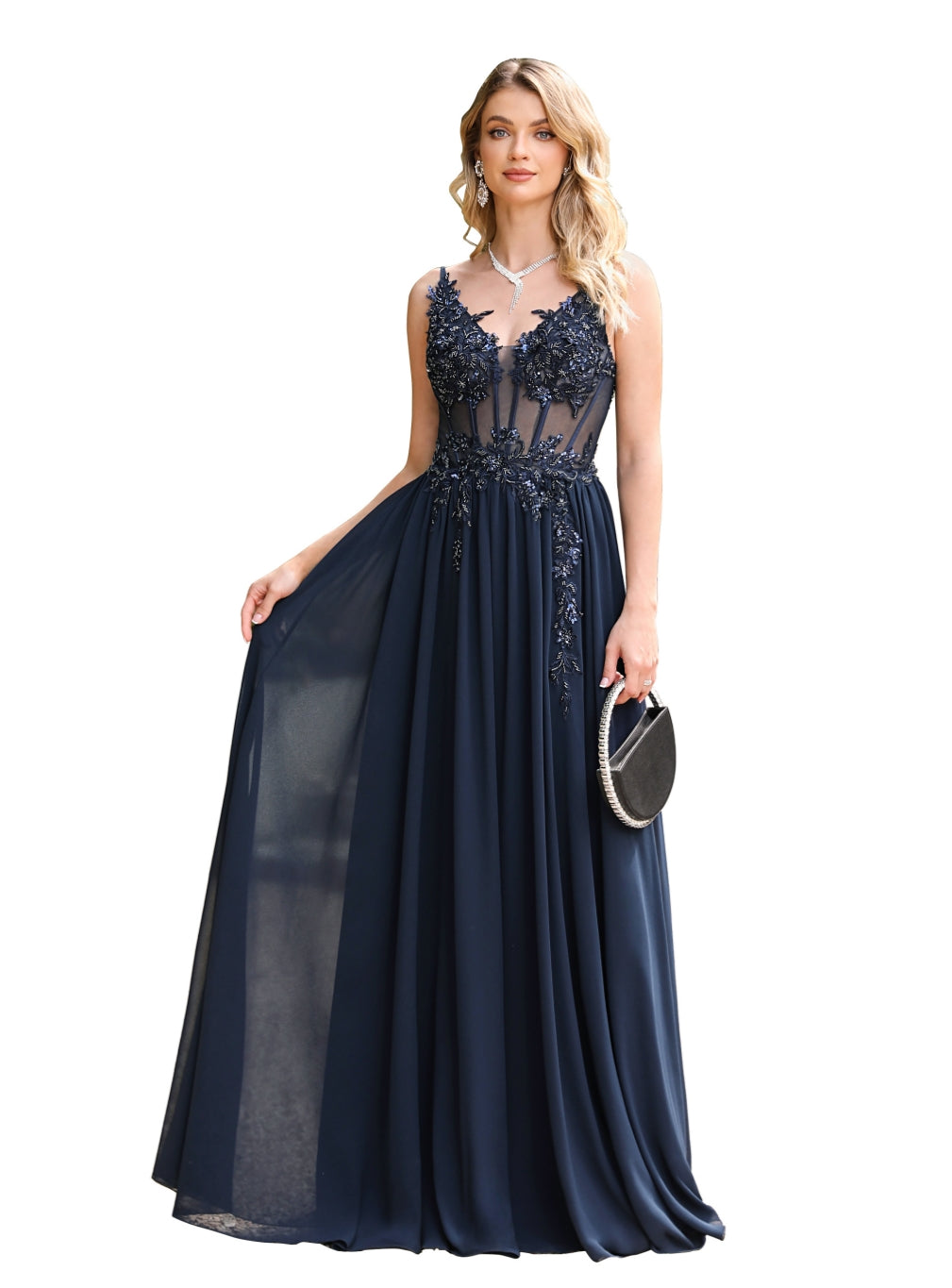 Fabulous A-line Spaghetti Straps Pleated Chiffon Floor Length Dress with Appliques