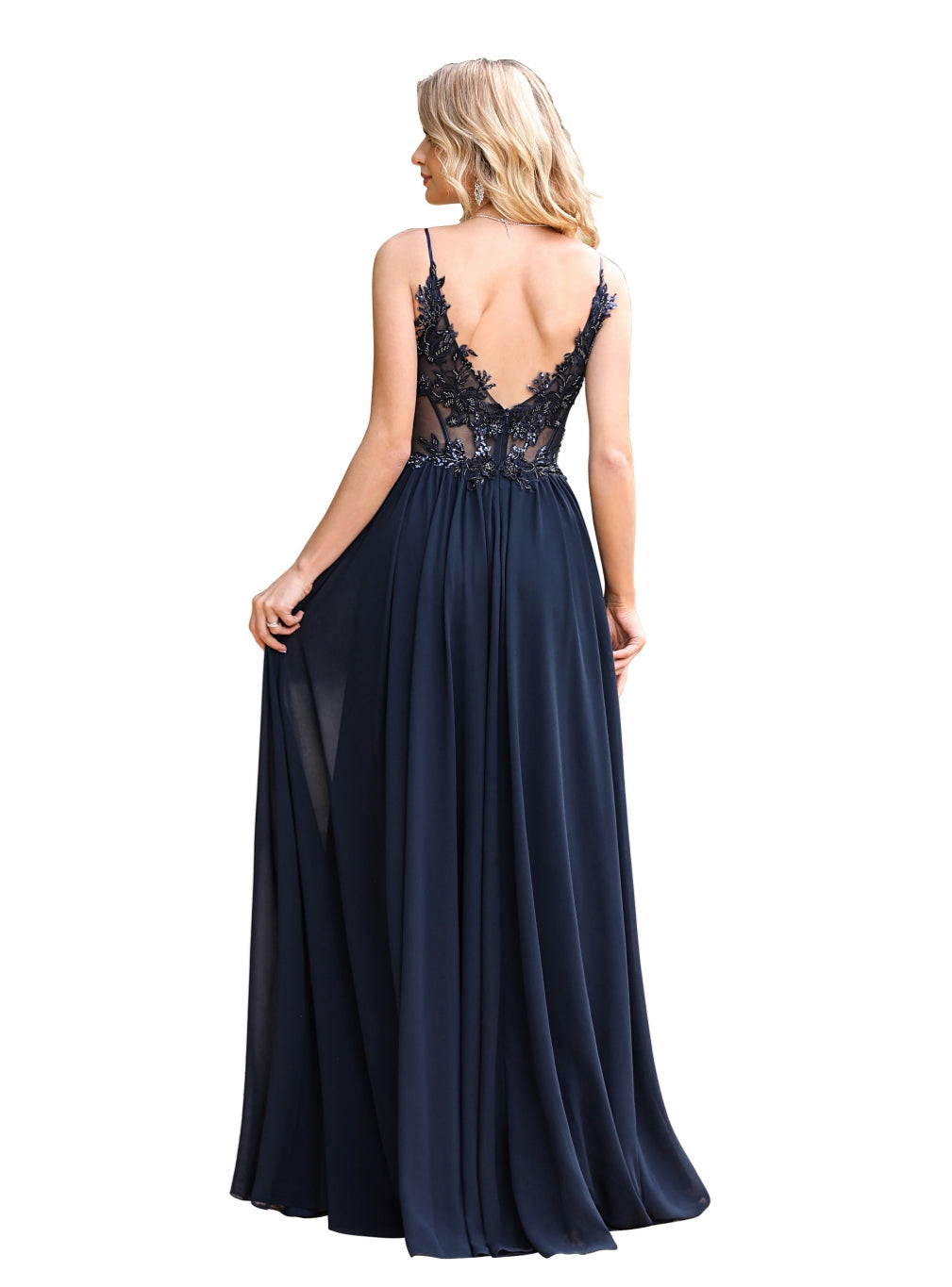 Fabulous A-line Spaghetti Straps Pleated Chiffon Floor Length Dress with Appliques