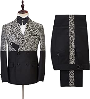 Fashion Black Jacquard Peaked Lapel Double-Breasted Prom Suit for Men