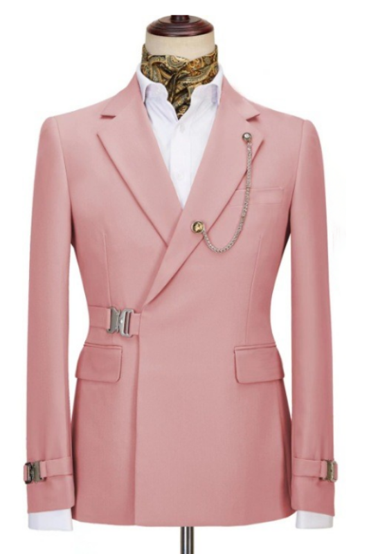 Fashionable Pink One-Button Close-Fitting Notched Lapel Prom Suit for Men