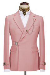 Fashionable Pink One-Button Close-Fitting Notched Lapel Prom Suit for Men