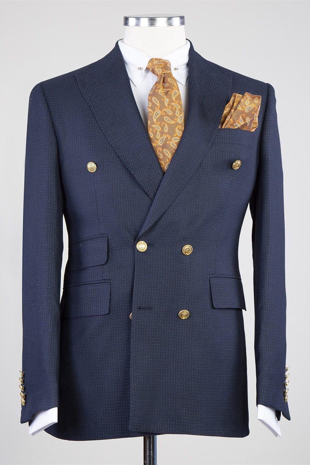 Ferdinand Latest Navy Peak Lapel Double Breasted Business Men’s Suits