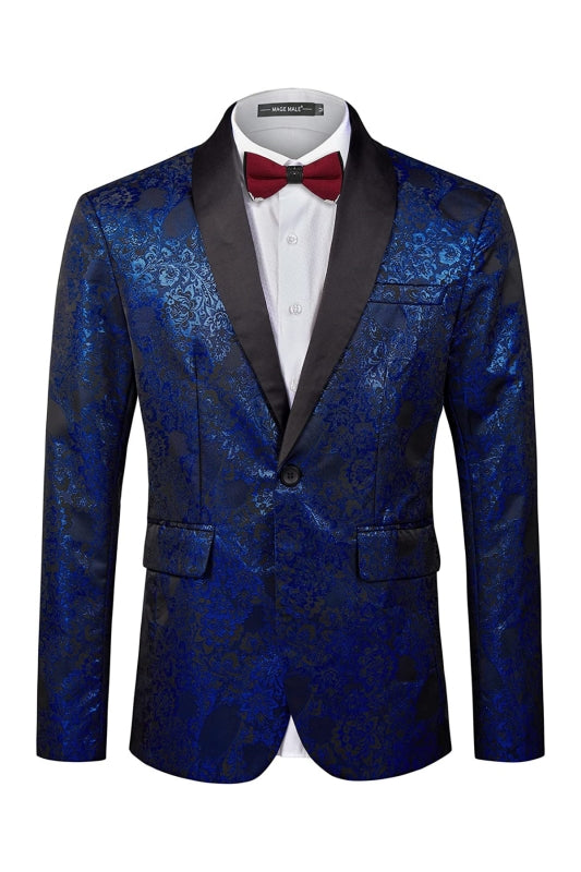 Ferdinand Tailored Royal Blue Shawl Collar Jacquard Groom's Suit