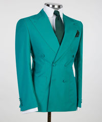 Floyd Stylish Green Slim Fit Double Breasted Peak Lapel Two-Piece Prom Suits