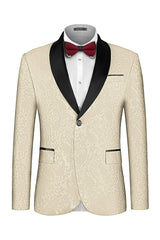 Francis Elegant Apricot Jacquard Shawl Collar Two-Piece Groom's Suit