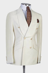 Frank Contemporary White Shawl Lapel Two-Piece Men’s Wedding Suits