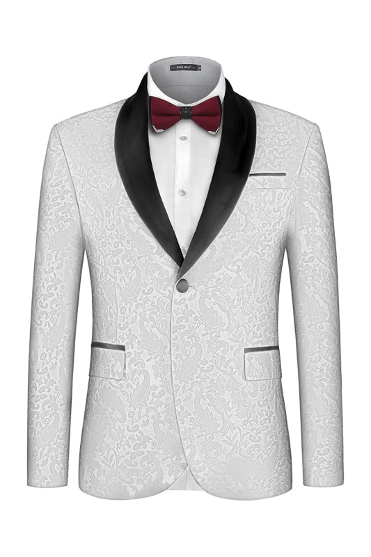 Franklin Fancy White Jacquard Shawl Collar Two-Piece Groom's Wedding Attire