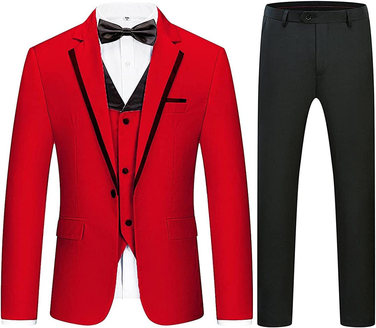 Gaie Stylish Red Notched Lapel Three-Piece Men's Prom Suit