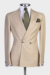 Gareth Champagne Double Breasted Peak Lapel Stylish Prom Men’s Suits