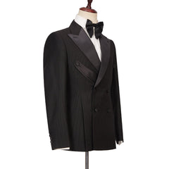 Gavin Latest Black Double Breasted Peaked Lapel Best Fit Men’s Suit