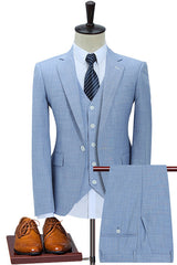 Gavin Latest Blue Three-Piece Slim Fit Men's Prom Suit