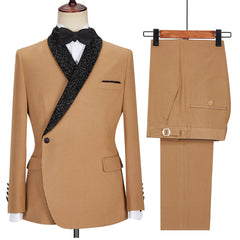 Gavin New Khaki Sparkling Shawl Lapel One Button Men’s Suit