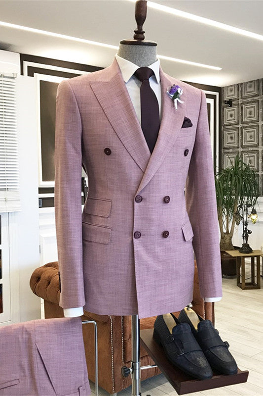 Gavin Stylish Light Purple Double-Breasted Peaked Lapel Prom Suit