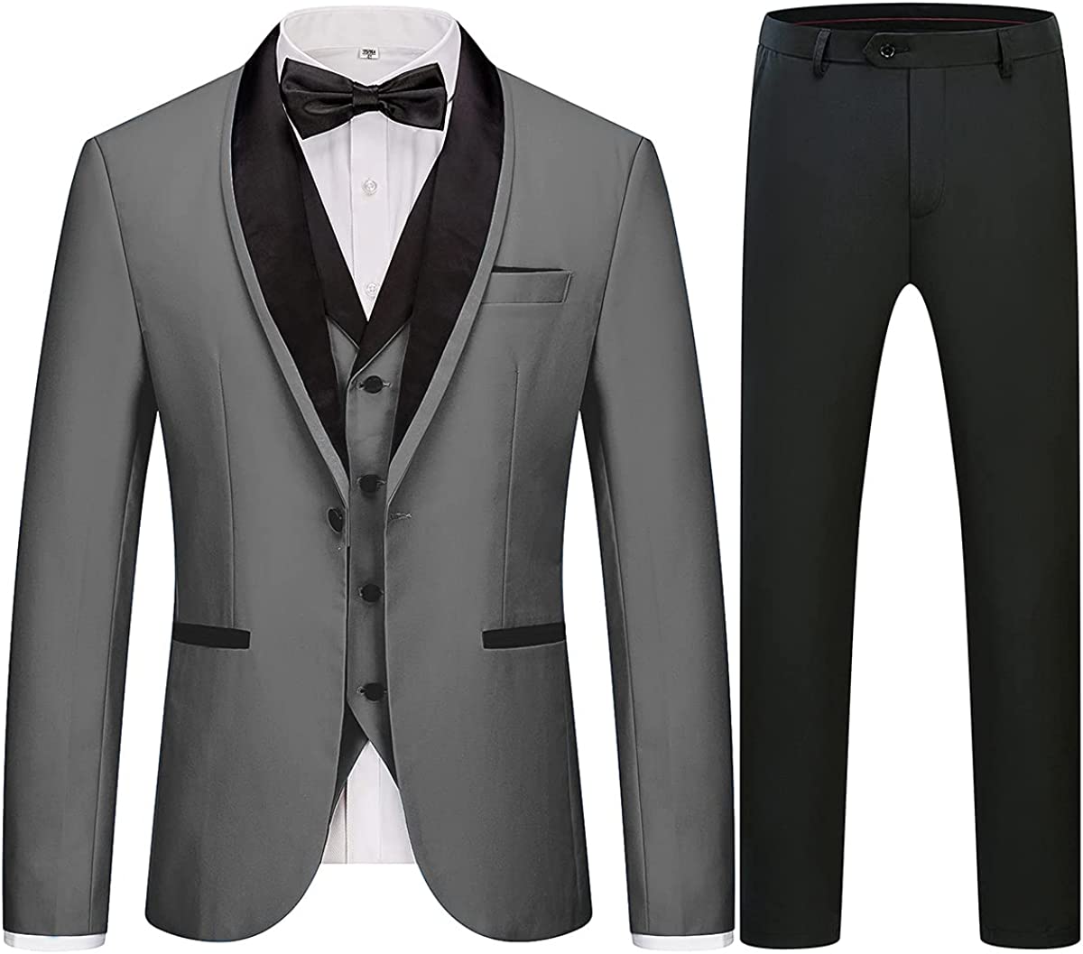 Gavin Tailored Gray Three-Piece Shawl Collar Wedding Suit