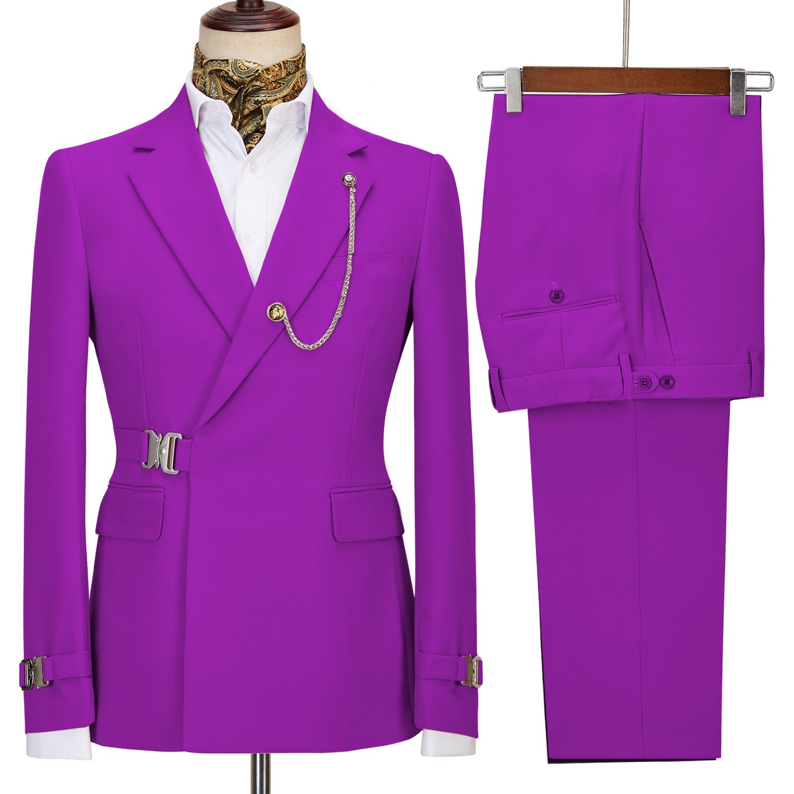 Gene Fashionable Purple Notched Lapel Prom Suit for Men