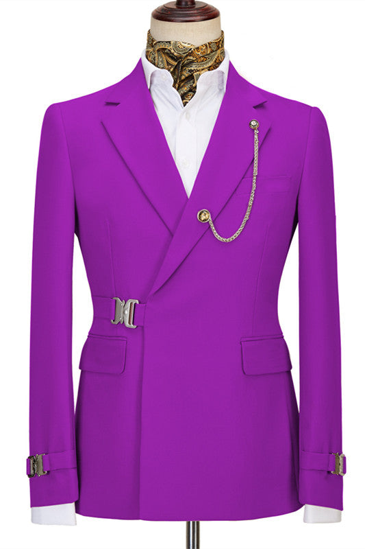 Gene Fashionable Purple Notched Lapel Prom Suit for Men