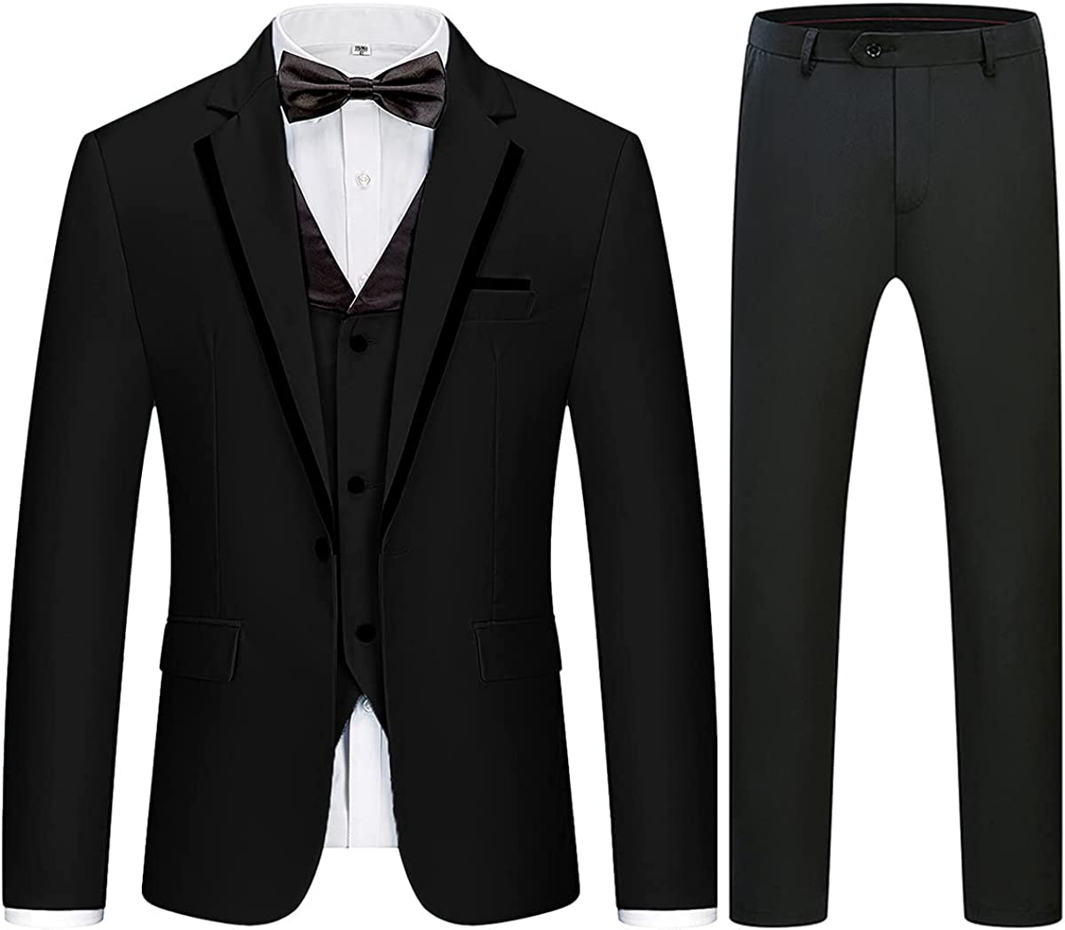 Geoff Elegant Black Notch Lapel Three-Piece Men's Business Suit