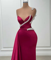 Glamorous Long Mermaid One Shoulder Beading Sleeveless Prom Dress