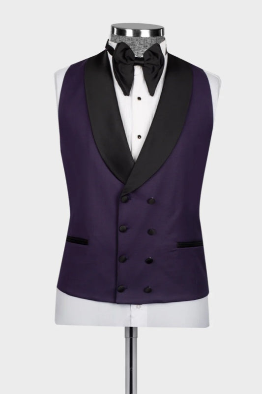 Gordon Purple Shawl Lapel Three-Piece Suit for Weddings