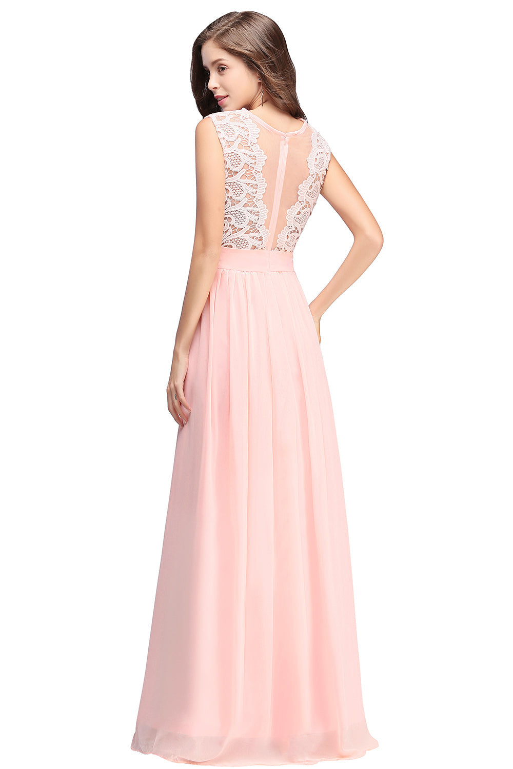 Gorgeous Sheath Crew Sleeveless Lace Top Chiffon Floor Length Dresses