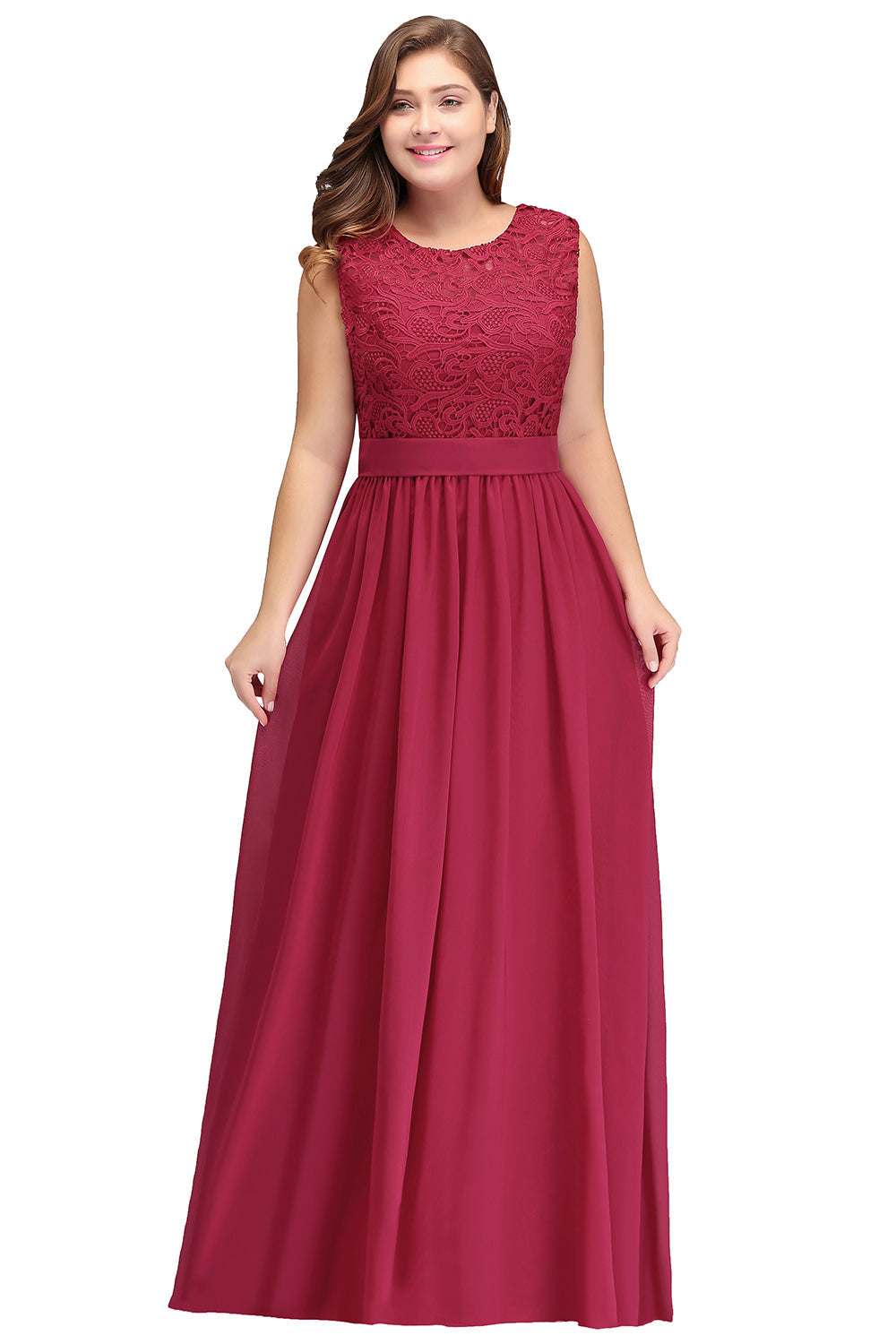 Gorgeous Sheath Crew Sleeveless Lace Top Chiffon Floor Length Dresses