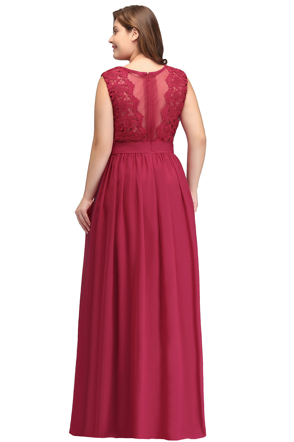 Gorgeous Sheath Crew Sleeveless Lace Top Chiffon Floor Length Dresses