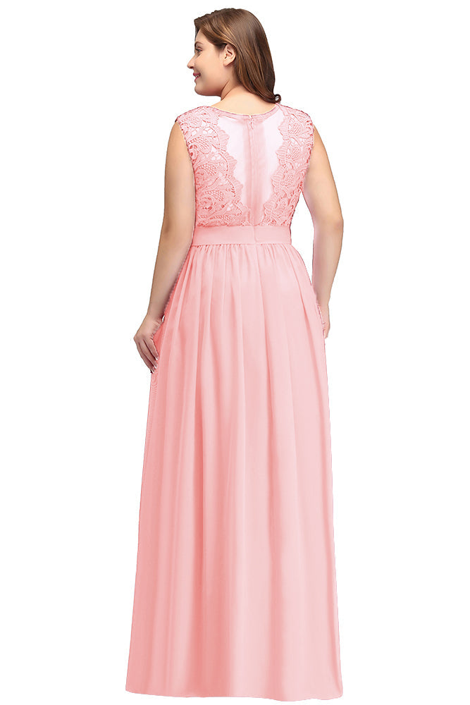 Gorgeous Sheath Crew Sleeveless Lace Top Chiffon Floor Length Dresses