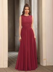 Gorgeous Sheath Crew Sleeveless Lace Top Chiffon Floor Length Dresses