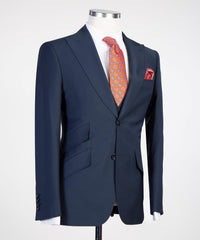 Graeme Latest Dark Blue Peak Lapel Three-Piece Business Suits for Men