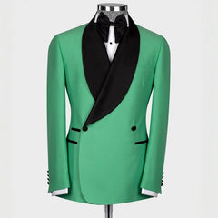 Grover Elegant Green Shawl Collar Double-Breasted Wedding Attire